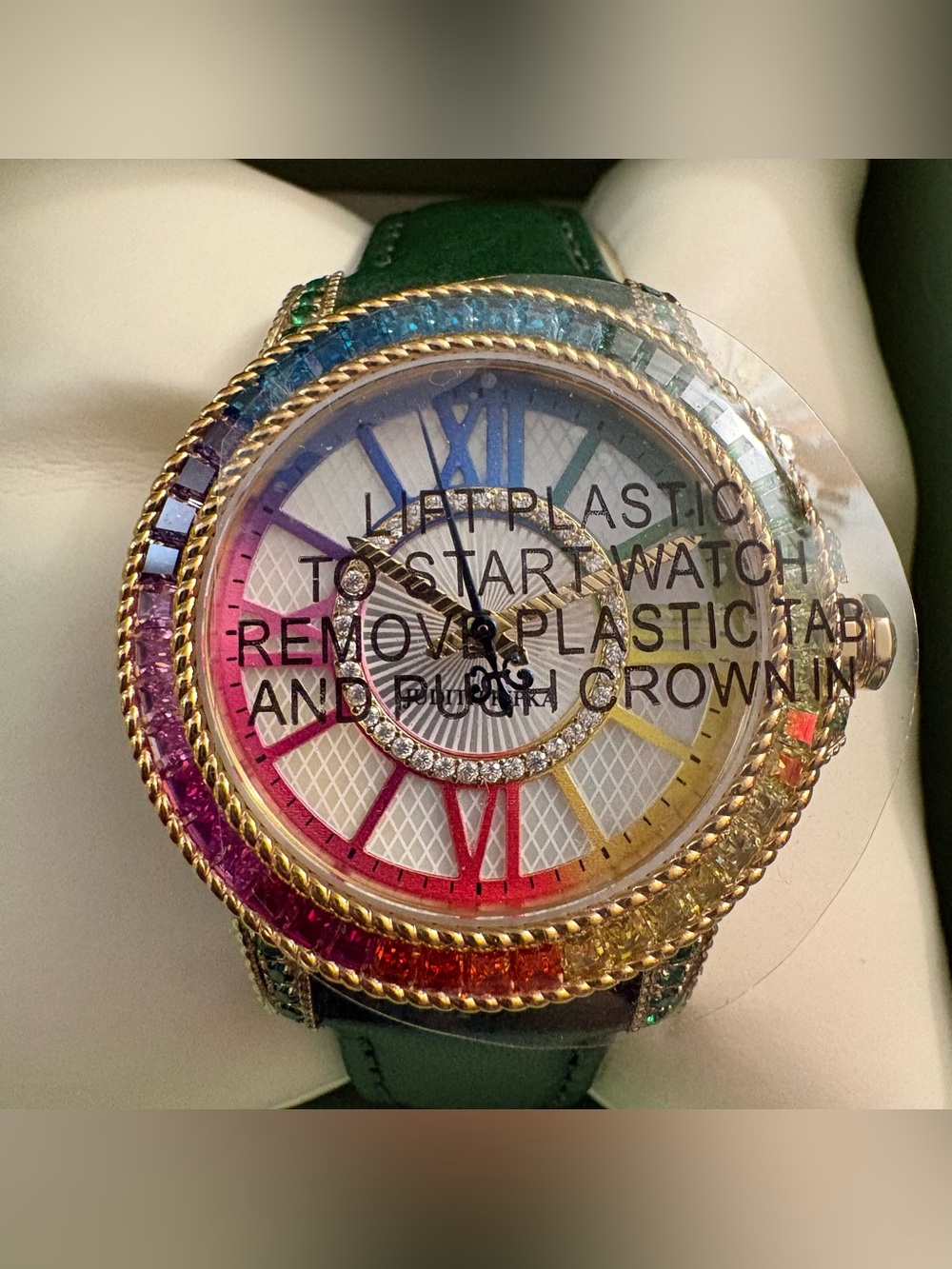 Judith Ripka Rainbow Diamonique CZ Watch With Cowhide Band New - Picture 2 of 14